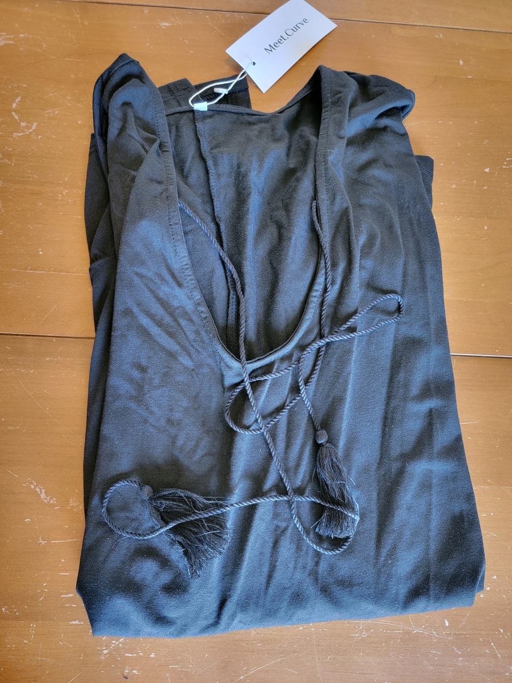 *SALE 2/$20* Black Ruffle Hem Tassel Tie Detail Swim Cover Up Tunic Size L NWT - Picture 11 of 12